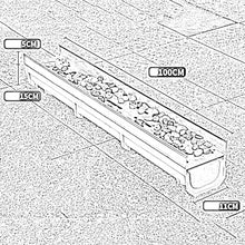 Stainless Steel Trench Drain Kit - Rectangular Linear Shower Drain with Grate for Indoor and Outdoor Use(100x11x20cm)