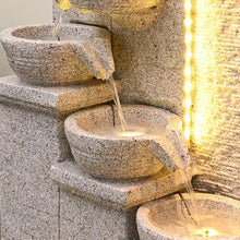 5.8ft Wide Premium Ivory White Cement Waterfall Fountain Set with LED Lights & Planter Slots for Indoor & Outdoor Use | Left, Right, or Full Set Options | Durable Stone-Like Finish (Left)(Right)