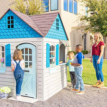 Lifetime Heavy Duty Plastic Outdoor Playhouse 6ft x 6ft x 7ft Beige & Blue