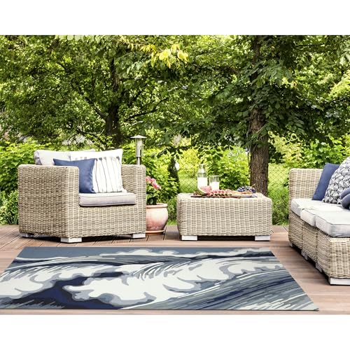 Liora Manne Capri Indoor/Outdoor Handmade Synthetic Blend Area Rug Wave Ocean 7'6" x 9'6