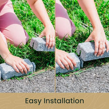 Beuta DIY No Dig Faux Stone Landscape Edging with Anchoring Spikes 48" L x 4" W x 2.25" H Sandstone