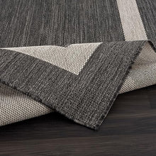 CAMILSON Outdoor Rug 10x14, Large Modern Outside Rugs for Patios Porches Waterproof Durable Washable Non-Shedding, Easy-to-Clean Indoor Outdoor Area Carpet (10 x 14, Bordered - Dark Gray/Light Gray)