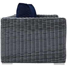 Modway Summon Wicker Rattan Outdoor Patio Loveseat Canvas Navy
