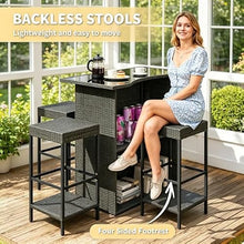XITPEYEZY 5-Piece Outdoor PE Rattan Bar Table and Stool Set, Dark Gray