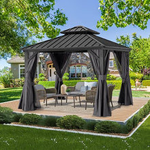 ABCCANOPY Hardtop Gazebo 8x8 Outdoor Metal Pavilion with Netting and Curtain Gray