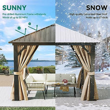 YITAHOME 10X10FT Metal Hardtop Gazebo Outdoor Patio Canopy Brown