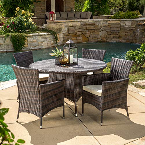 Christopher Knight Home Rodgers Outdoor Wicker Dining Set 5-Pcs Multibrown