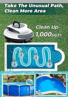 KANGJIEM Automatic Pool Cleaner, Powerful Robotic Pool Vacuum with 2 Motors, Wall Climbing,100 Mins Running Time for Above-Ground Pools Up to 1000 Sq.ft