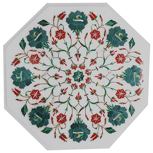 crafts look Exclusive White Marble Coffee Table Top Floral Inlay Art Outdoor Decor