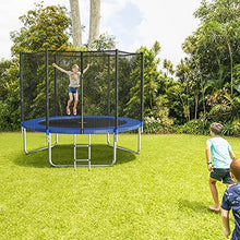 AOTOB 14 FT Trampoline with Safety Enclosure Net & Ladder Navy Blue