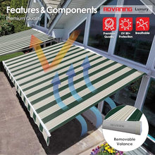 ADVANING Luxury Series Manual Retractable Awning, 8'x6', Garden Green