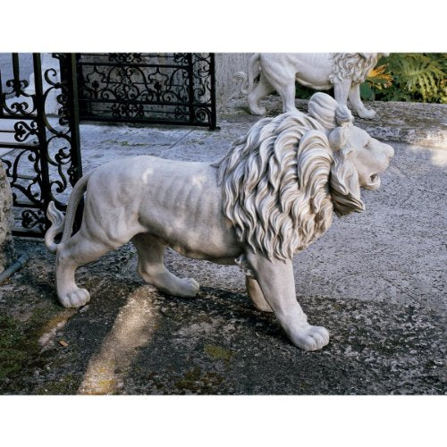 Design Toscano Regal Lion Sentinel Garden Statue 37 Inch Antique Stone