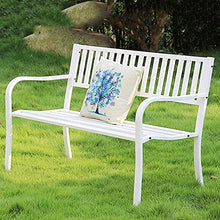 ERoomQ Outdoor GThe Bench,Outdoor GThe Patio Bench for Your Leisure Time,Outdoor Cast Iron Bench Seat, 2-Seater Lounge Bench with Backrest and Armrests