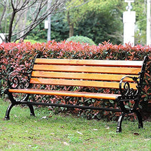 EESHHA Garden Bench - Outdoor Park Bench, Courtyard Cast Aluminum Chair, 2-3 Seats, Solid Wood, Waiting & Rest Area