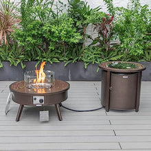 LeisureMod Walbrooke Modern Aluminum 5-Piece Patio Conversation Set with Firepit Table Navy Blue