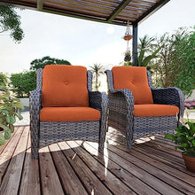 MeetLeisure Outdoor Wicker Chair Rattan Patio Dining Chairs Set of 6 PE Wicker Patio Chairs with 4 inch Seat Cushions Patio Seating Chair for Garden, Backyard Swimming Pool, Balcony, Orange
