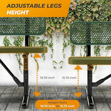 OUTTANS Heavy-Duty Outdoor Metal Bench (6 Ft - Portable with Back, Green)
