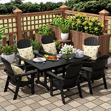 WO Outdoor Adirondack Dining Chair Table 7 PCS Set Retro Aesthetic Furniture for Outside Restaurant Dining, Home, Balcony, Terrace, Lawn, Pool, Deck, Garden (Black)