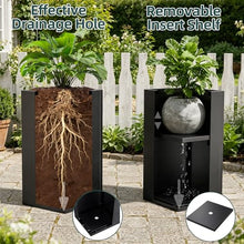 Trygoal Metal Tall Planters Box Set of 4-24 Modern Tall Square Planter for Outdoor Plants with Removable Insert Shelf, Heavy Duty Outdoor Planter Box for Porch/Door Decor Indoor Patio Office, Black