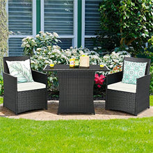 DUYHBAWRS 3PCS Patio Rattan Furniture Set Cushion Sofa Armrest Garden Deck White Easy to Assemble