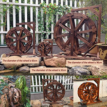 Waterwheel Fountain Wood Water Wheel Waterfall Wooden Garden Indoor Outdoor Wheels Fountain Vintage Rustic Ornamental Pond Decorative Balcony for Patio Backyard, Porch,Yard (Size : Diameter 90cm(35.4