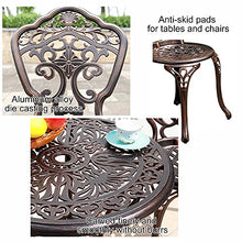 JIQHOHX Patio Bistro Set w/Umbrella Hole - Outdoor Cast Aluminum Furniture Set 3 Piece Table and Chairs - Orchid Carving and Weather Resistant (Antique Green 60x50cm)