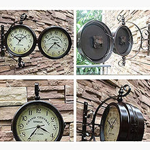 ERTTGWGF Vintage Outdoor Hanging Clock, Double Sided Metal Iron Frame Glass, Station Mute on Time Hanging Clocks Decor, for Home Living