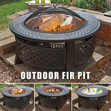 Garden Fire Pit Grill Bowl Grill Barbecue Rack Fire Pit with BBQ Grill Shelf,Outdoor Metal Brazier Round Table Fire Pit Garden Patio Heater/BBQ/Ice Pit,Outdoor Fire Pits