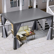YITAHOME Louvered Pergola 10x13ft Outdoor Hardtop Gazebo with Netting Gray