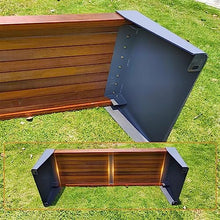 Park Patio Seat Modern Outdoor Bench 3 Seater Outdoor Park Bench, Hardwood Strip Seat and Backrest with Solid Steel Frame for Patio, Porch, Garden