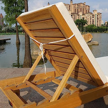 EESHHA Outdoor Lounge Chairs, Solid Wood Adjustable Reclining Bed, Outdoor Open-air Leisure Waterproof Solid Wood Chairs with Wheels for Garden Balcony Swimming Pool Beach Recliner Type C