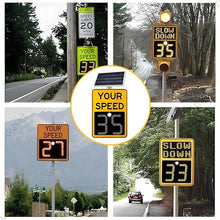 GIZMIT Solar Radar Speed Sign, Aluminum Radar Speed Display Detector, 2 Digital Speed Detector, Applicable to Highways, Industrial Park 50 * 70-White