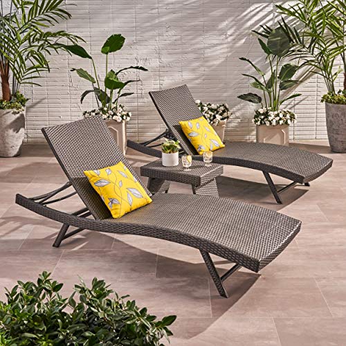 Misc Outdoor 3 Piece Wicker Chaise Lounge Set by Grey Modern Contemporary Iron Folding Reclining
