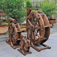 Water Fountain for Garden,Wood Water Wheel Waterfall Fountain,Ornamental Waterwheel Fountain,Rustic Design Feng Shui Wheels Fountain for Indoor Outdoor Patio Pond Pool,Easy Assembly (Size : 90cm)