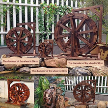Water Wheel Fountain,Wheel Waterfall Wooden Outdoor Wheels Fountain,Vintage Rustic Ornamental Pond Decorative,Fountain Rockery Water Wheel,for Garden,Patio Backyard, Porch,Yard (Size : Diameter 90cm