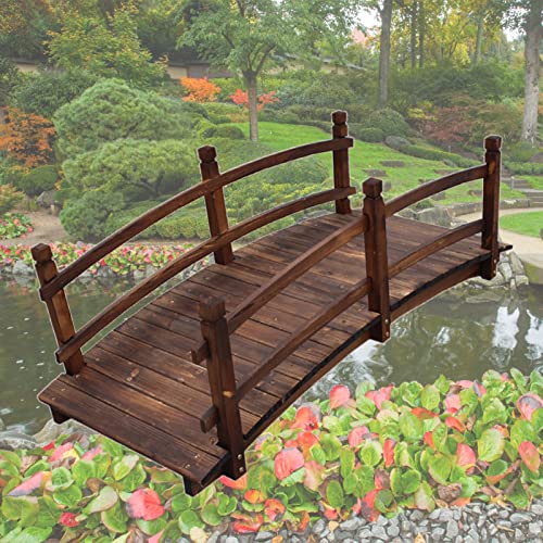 Mlida Decorative Wooden Garden Bridge, Sturdy Solid Wood Footbridges for Outdoors, 140/ 150cm Long Pond Bridge with Rails, Perfect for Backyard Lawn Stream (Size : 1.5m/59'' Long)