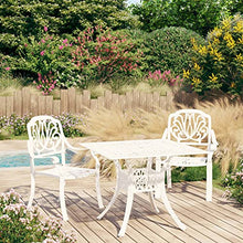 HKTMGDNG 3-Piece White Cast Aluminum Bistro Set with Umbrella Hole