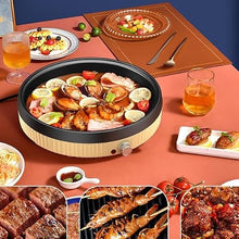 Round Barbecue Stove Household Electric Barbecue Pot Plate Smokeless Non-stick Grill(Black)