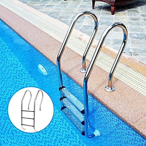 Pool Ladder w/Non-Slip Footstep 3-Step In-Ground Stainless Steel Step for Indoor/Outdoor Pool Heavy Duty Non-Slip Ladder Easy Assembly