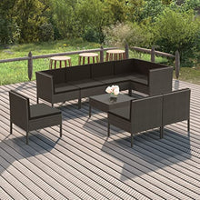 NLQMSU 9-Piece Garden Lounge Set Grey PE Rattan