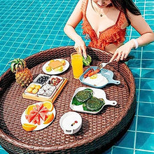 Floating Tray Luxury Floating Tray Table Bar - Floating Game or Card Table Tray for Pool - Rattan Wicker Serving Tray for Swimming Pool Dark Brown