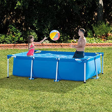 AQIANGJY Paddling Pool Rectangular Pipe Rack Pool, Family Swimming Pool with Filter Pump and Ladder, Above Ground Outdoor Garden Backyard Pool Inflatable Swimming Pool
