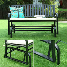 Garden Benches Black Garden Bench Outdoor Wrought Iron Rocking Chair Patio Rocking Chair for 2 Persons, Porch Bench Garden Leisure Furniture Patio Seating