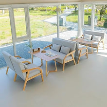 JOSOGO 3-Piece Outdoor Indoor Seating Set, Water-Resistant Solid Wood Frame with Fade-Proof Light Gray Cushions for Garden & Reading Nook(2)