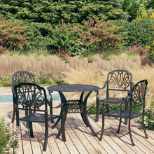 KDVXBCQJH 5 Piece Cast Aluminum Outdoor Bistro Set with 4 Chairs Black
