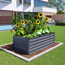 Grey Rectangular Galvanized Metal Outdoor Garden Bed, Planter Raised Garden Boxes Outdoor Garden Beds for Growing Plants, Vegetables and Flowers.