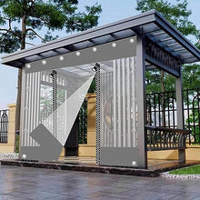 Broom and Mop Holder Clear Outdoor Tarp Curtains with Grey Side Panels for Gazebo Pergola Patio Waterproof PVC Plastic Cover Sheet with Zip Door Customizable Size 4x3m Rain Curtain for Protection and