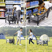 Trolleys, Outdoor Folding Wagon G-Arden Trolley with, Heavy Duty Folding Wagon Cart, for Outdoor Camping and Beach,Ng and Sturdy, Load-Bea100Kg / 220Lbs/Grey