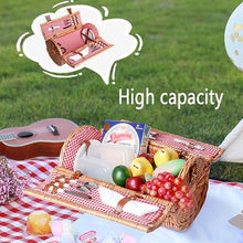 ZYBB Picnic Basket Wicker with Cutlery Insulation Bag for 2 People 45x26x25cm