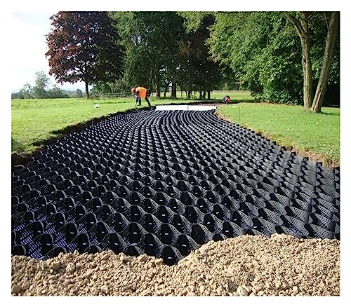 Permeable Pathway Grid Geocell, 2"/ 3"/ 4" Depth HDPE Gravel Grids for Garage Garden Stones Walkway, Flexible Cuttable Honeycomb Paving Stabilizer (Color : 4"/10cm High, Size : 3x50 m (10x164 ft))